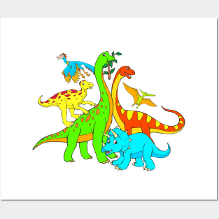 Popular Dinos - Colorful Dinosaur Design for Kids Men Women Posters and Art